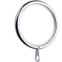 Pack of 6 Lined Metal Curtain Rings Dia. 28mm Silver
