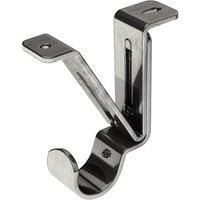 Pack of 3 Adjustable Ceiling Curtain Pole Brackets Satin Steel (Silver)