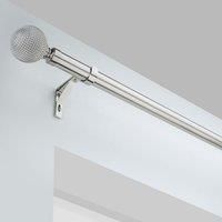 Studded Ball Satin Steel Eyelet Curtain Pole Dia. 28mm Satin Steel (Silver)