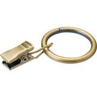 Pack of 12 25mm Curtain Rings with Clips Antique Brass