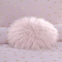 Circle Pink Faux Fur Cushion Pink