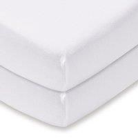 Pack of 2 White 100% Cotton Jersey Cot Bed Fitted Sheets White
