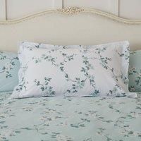 Edith Duck Egg Floral Oxford Pillowcase Duck Egg