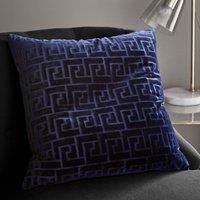Key Cut Velvet Navy Cushion Cover Navy