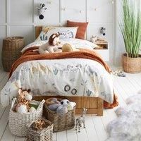 Safari Natural 100% Cotton Single Duvet Cover and Pillowcase Set White, Grey and Brown