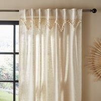 Macrame Border Ecru Hidden Tab Top Single Voile Natural