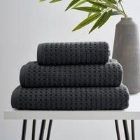 Graphite Waffle 100% Cotton Towel Grey