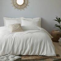 Amberley Waffle White 100% Cotton Duvet Cover and Pillowcase Set White