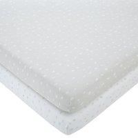 Set of 2 Spotted 100% Cotton Jersey Fitted Sheets