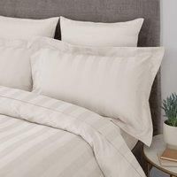 Hotel Cotton 230 Thread Count Stripe Oxford Pillowcase Cream