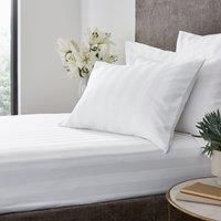 Hotel Cotton 230 Thread Count Stripe Fitted Sheet White
