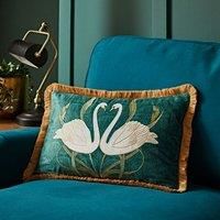 Embroidered Swan Cushion