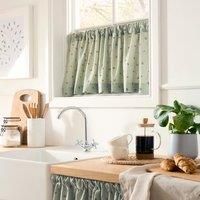 Bees Caf Style Unlined Slot Top Single Curtain