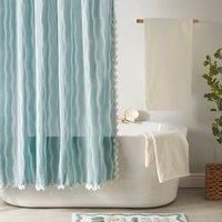 Coastal Breeze Wave Edge Stripe Shower Curtain