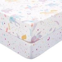 Pack of 2 Celestial Unicorn Polycotton Fitted Sheets