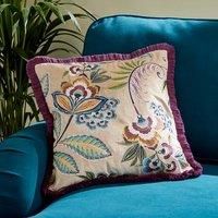 Lucinda Embriodered Fringed Square Cushion