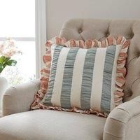 Seersucker Stripe Frill Cotton Square Cushion