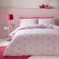 Embroidered Cherry Gingham Quilt Cover Set