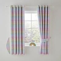 Rainbow Check Blackout Eyelet Curtains