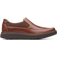 Clarks Un Abode Go Leather Shoes in Dark Tan Wide Fit Size 10