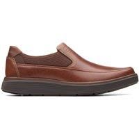 Clarks Un Abode Go Leather Shoes in Dark Tan Wide Fit Size 10