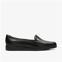 Clarks Women's Loafer Flats Shoes Georgia Black Leather 3 UK E Black