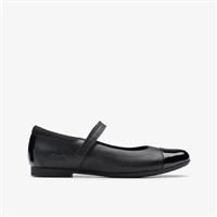 Clarks Girl/'s Scala Gem K Ballet Flats, Black Black Leather Black Leather, 2.5 UK