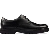 Clarks Loxham Derby Youth Leather Shoes in Black Wide Fit Size 4
