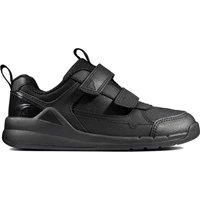 Clarks Orbit Sprint Toddler Leather Trainers in Black Narrow Fit Size 7