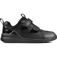 Clarks Orbit Sprint Kid Leather Trainers in Black Narrow Fit Size 10