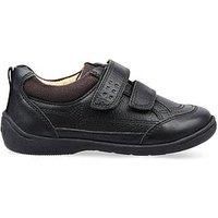 START-RITE Zig Zag Leather Rip Tape Black Leather School Shoes 8.5 Infant