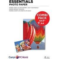 ESSENTIALS A4 / 100 x 150 mm Photo Paper Combi Pack  40 Sheets