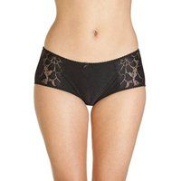 Camille Womens Black Lace Panel Jacquard 3 Pack Boxer Shorts 14-16