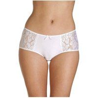 Camille Womens 3 Pack Lace Panel Jacquard Boxer Shorts White