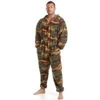 Camille Mens All In One - Warm Fleecy Hooded One Piece | Army Camouflage Print