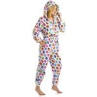 Camille Womens Multicoloured Paw Print Onesie 18-20 RAINBOW PAW PRINT WHITE