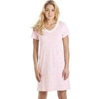 Camille Womens Smooth Soft Cotton Summer Nightshirts 18-20 Brown & Pink Flower