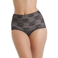 Camille Womens Two Pack Dark Grey Seam Free High Waist Floral Mesh Briefs 18-20