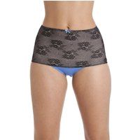 Camille Womens Ladies Blue Seam Free High Waist Floral Lace Mesh Briefs 10-12