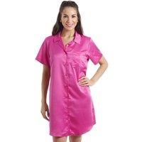 Camille Womens Luxurious Knee Length Plain Satin Nightshirts 12 Pink