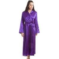 Camille Purple with Pink Polka Dot Luxury Satin Dressing Gown 10-12