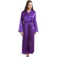 Camille Purple with Pink Polka Dot Luxury Satin Dressing Gown 18-20