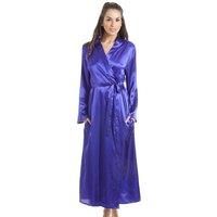 Camille Womens Purple Luxury Long Satin Dressing Gown 14-16