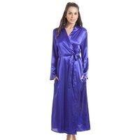 Camille Womens Purple Luxury Long Satin Dressing Gown 14-16