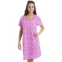 Camille Womens Smooth Soft Cotton Summer Nightshirts 10-12 Pink Polka Dot