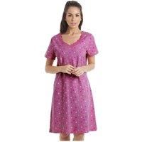 Camille Nightwear Sleepwear Multi-Coloured Star Fuchsia Pink Cotton Nightdress