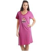 Camille Womens Nightdresses Smooth Soft 100% Cotton - Short Sleeved Breathable & Lightweight Summer Nighties - Vibrant Pink Delicious Ice Cream - 10-12