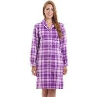 Camille Women's Checkered Button Front Nightshirt in Lilac | Size: 12-14