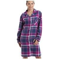 Camille Womens Checkered Long Sleeve Wincy Button Up Nightshirt