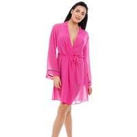 Camille Women's Lightweight Chiffon Chemise & Wrap Set in Pink | Size: 10-12